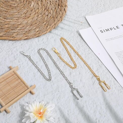 Pocket Watch Chains, 2 Pcs Pocket Watch Chains Vintage Alloy Chain Accessory for Pocket-Watch (Gold and Silver) in Kuwait