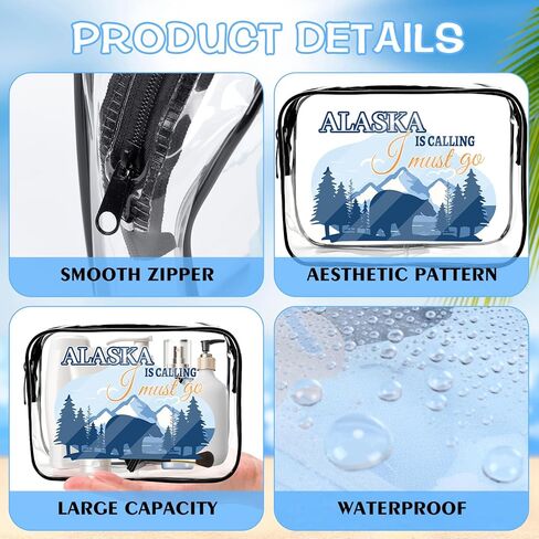 Alaska Cruise Essentials, 6Pcs Clear Alaska Cruise Makeup Bags, Waterproof PVC Cosmetic Bag with Zipper Pouch, Alaskan Travel Must Haves, Alask Cruising Souvenirs Gifts for Women Girls in Saudi Arabia