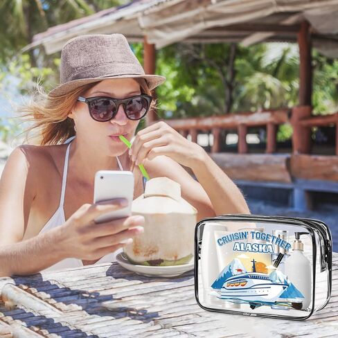 Alaska Cruise Essentials, 6Pcs Clear Alaska Cruise Makeup Bags, Waterproof PVC Cosmetic Bag with Zipper Pouch, Alaskan Travel Must Haves, Alask Cruising Souvenirs Gifts for Women Girls in Saudi Arabia