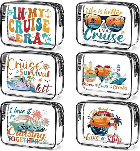 Alaska Cruise Essentials, 6Pcs Clear Alaska Cruise Makeup Bags, Waterproof PVC Cosmetic Bag with Zipper Pouch, Alaskan Travel Must Haves, Alask Cruising Souvenirs Gifts for Women Girls in Kuwait