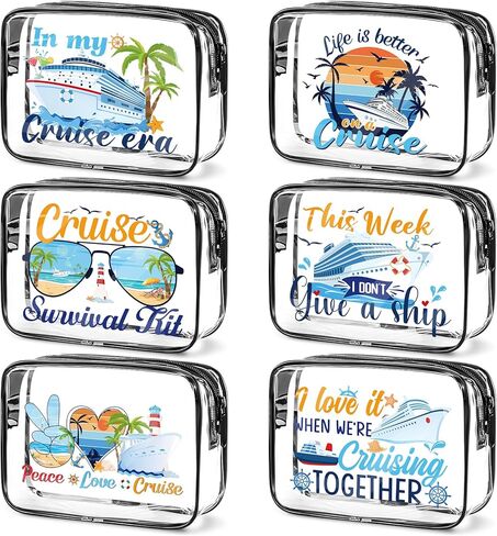 Alaska Cruise Essentials, 6Pcs Clear Alaska Cruise Makeup Bags, Waterproof PVC Cosmetic Bag with Zipper Pouch, Alaskan Travel Must Haves, Alask Cruising Souvenirs Gifts for Women Girls in Saudi Arabia