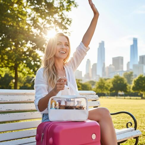 مجموعة حقائب مكياج بيضاء شفافة مكونة من 10 قطع، منظم سفر لمستحضرات التجميل من الجلد المقاوم للماء والبولي فينيل كلوريد مع مقابض معلقة، حقيبة تخزين أدوات الزينة المحمولة للنساء والرجال، مقاس 10.2 × 6.3 × 2.8 بوصة in Kuwait