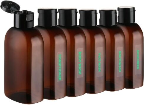Cosywell Travel Shampoo Bottles 6pcs 3.4oz TSA Approved Travel Bottles for Toiletries Leak Proof Refillable Lotion Containers with Flip Cap Small Plastic Squeeze Bottle(Clear) in Kuwait