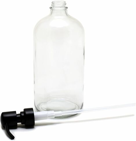 Vivaplex, 2, Large, 32 oz, Empty, Clear Glass Bottles with Stainless Steel, Matte Black, Lotion Pumps in Saudi Arabia
