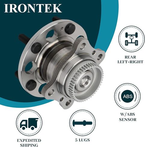 IRONTEK محور العجلة الخلفية ومجموعة المحمل 512492 متوافقة مع Hyundai 2012-2017 Veloster/2013-2014 Elantra Coupe/2011-2016 Elantra/2013-2017 Elantra GT، مع ABS 5 عروات مجموعة محور العجلة قطعة واحدة in Saudi Arabia