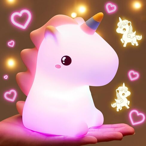 Unicorn Toys Night Light for Kids,16 Colors Kids Night Light, Silicone Baby Night Light, Dimmable Toddler Night Light, Rechargeable Night Light for Kids, Protable Nightlight for Kids Room Girls Gifts in Kuwait