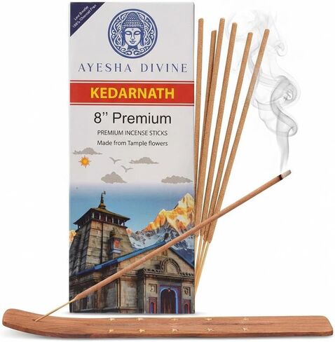Incense Sticks Jasmine & Musk – 80 Charcoal-Free Premium Incense Sticks Made from Temple Flowers | 8 Inch Long-Lasting | Includes Incense Burner Stand | Ayesha Divine Yumnotri in Saudi Arabia