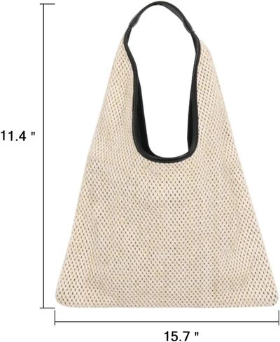 Hand-woven Straw Shoulder Bag Boho Black Leather Top Handle Tote Retro Summer Beach Bag Holiday Travel Handbag in Saudi Arabia