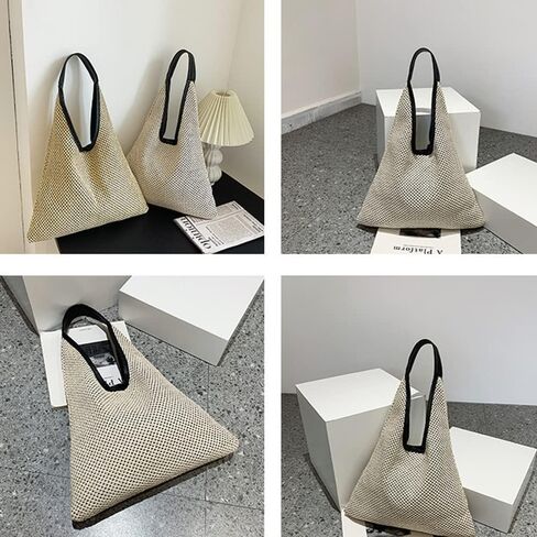 Hand-woven Straw Shoulder Bag Boho Black Leather Top Handle Tote Retro Summer Beach Bag Holiday Travel Handbag in Saudi Arabia