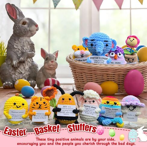 25PCS Positive Crochet Animals Bulk Easter Basket Stuffers Essentials, Inspirational Crochet Animals Birthday Gifts for Women Men Him Her Mom Friends, Team Gifts for Staff Teacher Appreciation in Kuwait