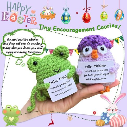 25PCS Positive Crochet Animals Bulk Easter Basket Stuffers Essentials, Inspirational Crochet Animals Birthday Gifts for Women Men Him Her Mom Friends, Team Gifts for Staff Teacher Appreciation in Kuwait