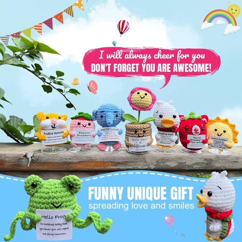 25PCS Positive Crochet Animals Bulk Easter Basket Stuffers Essentials, Inspirational Crochet Animals Birthday Gifts for Women Men Him Her Mom Friends, Team Gifts for Staff Teacher Appreciation in Kuwait