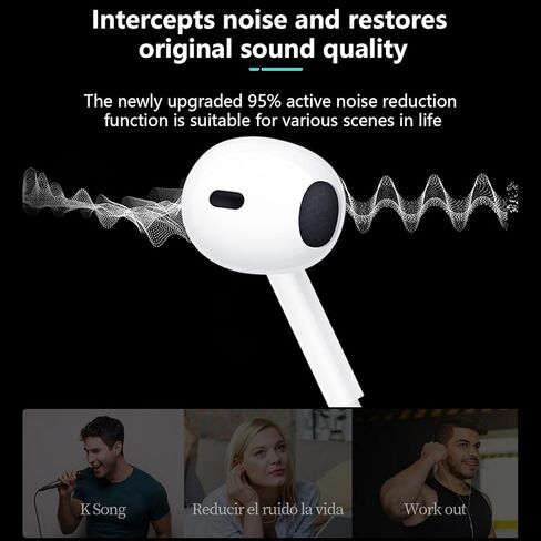 2 عبوات سماعات أذن ، سماعات سماعات الرأس السلكية في الأذن الميكروفون ومقاطع الصوت ، صوت قوي ، متوافق مع أجهزة Apple/iPhone/iPad/iPod/Computer/MP3/Android/معظم أجهزة الصوت 3.5 مم in Kuwait