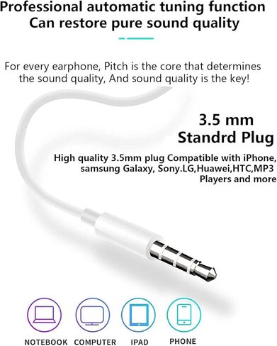 2 عبوات سماعات أذن ، سماعات سماعات الرأس السلكية في الأذن الميكروفون ومقاطع الصوت ، صوت قوي ، متوافق مع أجهزة Apple/iPhone/iPad/iPod/Computer/MP3/Android/معظم أجهزة الصوت 3.5 مم in Kuwait