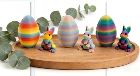 3D Printing Bunny Egg Ornament Set - Articulated Rabbit Models, Perfect Desk Decor for Bedroom Office Study Room（Random Color） in Saudi Arabia