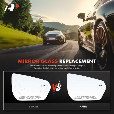 A-Premium Right Passenger Side Heated Mirror Glass with Backing Plate - Compatible with Chevrolet Equinox & GMC Terrain, 2018-2023 - Exterior Side View Convex Mirror with Blind Spot Detection in Saudi Arabia
