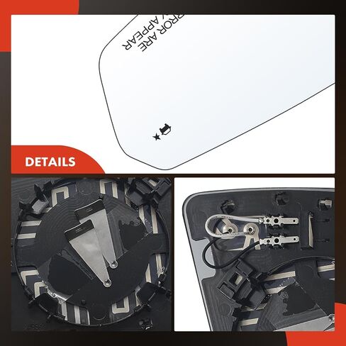 A-Premium Right Passenger Side Heated Mirror Glass with Backing Plate - Compatible with Chevrolet Equinox & GMC Terrain, 2018-2023 - Exterior Side View Convex Mirror with Blind Spot Detection in Saudi Arabia