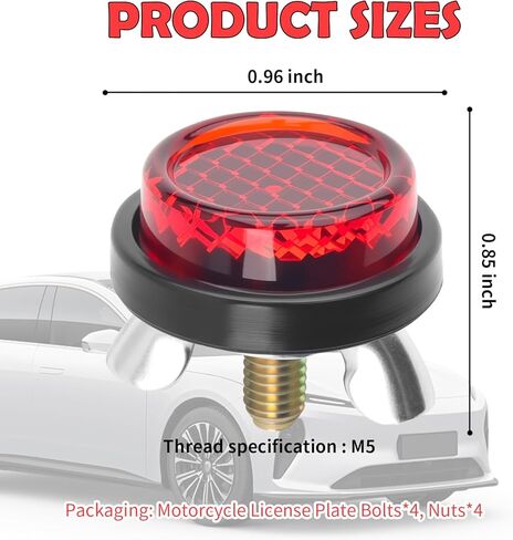 4PCS License Plate Screw Reflective,M5 Motorcycle License Plate Bolts and Nuts for Reminding Nighttime,Universal Motorcycle Licenses Plates Screws for Cars/SUVs/Motorcycles in Kuwait