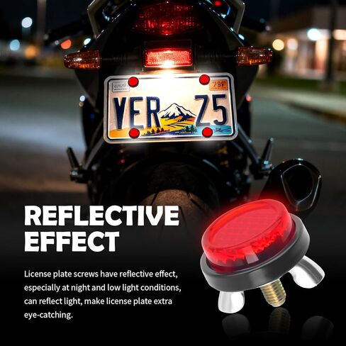 4PCS License Plate Screw Reflective,M5 Motorcycle License Plate Bolts and Nuts for Reminding Nighttime,Universal Motorcycle Licenses Plates Screws for Cars/SUVs/Motorcycles in Kuwait