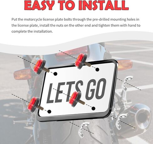 4PCS License Plate Screw Reflective,M5 Motorcycle License Plate Bolts and Nuts for Reminding Nighttime,Universal Motorcycle Licenses Plates Screws for Cars/SUVs/Motorcycles in Kuwait