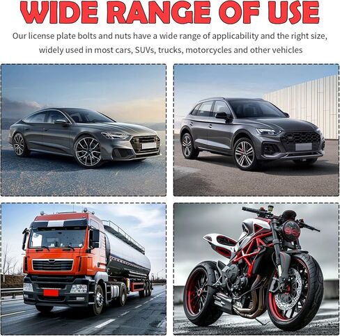 4PCS License Plate Screw Reflective,M5 Motorcycle License Plate Bolts and Nuts for Reminding Nighttime,Universal Motorcycle Licenses Plates Screws for Cars/SUVs/Motorcycles in Kuwait