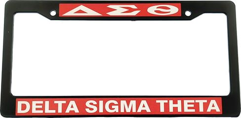 Delta Sigma/Σ Theta Text Decal Plastic License Plate Frame [Black - Car/Truck] - ID#13618 in Saudi Arabia
