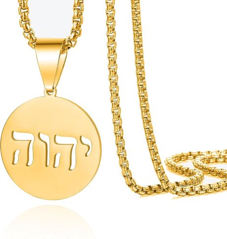 VASSAGO Hebrew Necklace YHVH YHWH Jehovah Pendant Tetragrammaton God Names Necklaces Hanukkah Amulet Religious Faith Blessing Jewelry Gifts for Men Women in Saudi Arabia