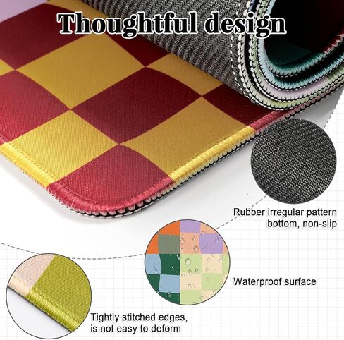 Office Desk Mat Large Mouse Pad Computer Desktop Cover Protector with Lycra Surface & Non-Slip Rubber Base, Edges Desk Protector for Keyboard, Mouse, and Writing(Retro Checkered) in Saudi Arabia