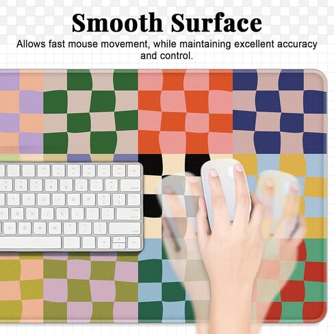 Office Desk Mat Large Mouse Pad Computer Desktop Cover Protector with Lycra Surface & Non-Slip Rubber Base, Edges Desk Protector for Keyboard, Mouse, and Writing(Retro Checkered) in Saudi Arabia
