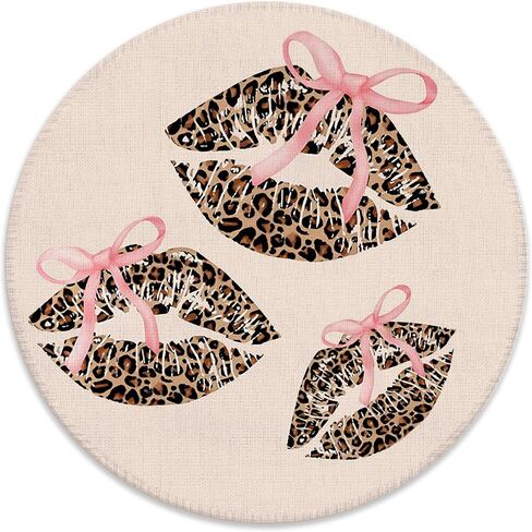 لوحة ماوس Coquette Pink Bow Leopard Lips للمكتب، لوحة ماوس Preppy Girly Y2K Cheetah Print Kiss Lips Mouse للعمل فأرة لاسلكية لأجهزة الكمبيوتر المحمول وملحقات مكتب الكمبيوتر المحمول، 7.9 × 7.9 بوصة in Saudi Arabia