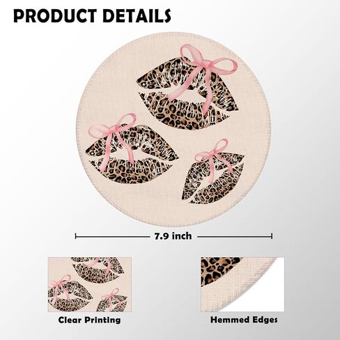 لوحة ماوس Coquette Pink Bow Leopard Lips للمكتب، لوحة ماوس Preppy Girly Y2K Cheetah Print Kiss Lips Mouse للعمل فأرة لاسلكية لأجهزة الكمبيوتر المحمول وملحقات مكتب الكمبيوتر المحمول، 7.9 × 7.9 بوصة in Saudi Arabia