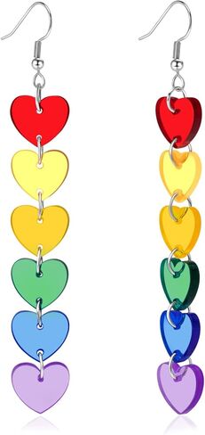 LGBT Love Pride Earrings for Women Gay Lesbian Rainbow Heart Dangle Earrings LGBT Pride Gifts in Kuwait