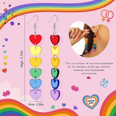 LGBT Love Pride Earrings for Women Gay Lesbian Rainbow Heart Dangle Earrings LGBT Pride Gifts in Kuwait