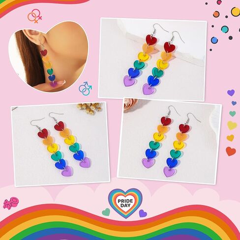 LGBT Love Pride Earrings for Women Gay Lesbian Rainbow Heart Dangle Earrings LGBT Pride Gifts in Kuwait
