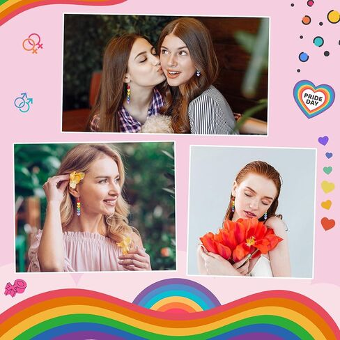 LGBT Love Pride Earrings for Women Gay Lesbian Rainbow Heart Dangle Earrings LGBT Pride Gifts in Kuwait