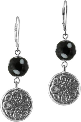 Alzerina Jewelry - Flor Earrings - Silver Earrings with Conta Di Ojo Beads, Designed and Handmade in New York in Saudi Arabia