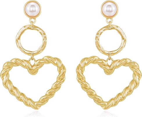 Ettika Dangle Earrings for Women. 18k Gold Plated Heart Earrings. Fashion Jewelry. Great Gift in Saudi Arabia