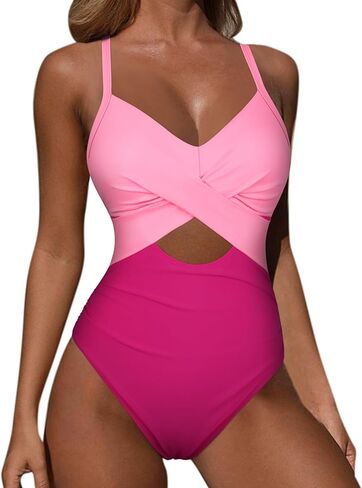 Women's Underwire One Piece Swimsuit Tummy Control Sexy Cutout Monokini Criss Cross Slimming Bathing Suit in Saudi Arabia