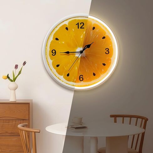 jXIN 12 Inch Apple Shaped Novelty Fun Shaped Wall Clock, 2-in-1 LED Silent Clock and Warm White Night Light, Creative Decorative Clock for Cozy Atmosphere Children's Room in Saudi Arabia