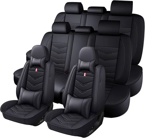 Car Seat Cover 7 Seats for Infiniti QX60 2014-2025, Durable Wear Resistant Waterproof Vehicle Cushion Cover, Breathable No Odor Premium Leather Vehicle Seat Covers.(Luxury,Black) in Saudi Arabia