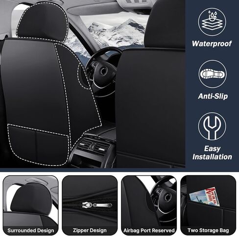 Car Seat Cover 7 Seats for Infiniti QX60 2014-2025, Durable Wear Resistant Waterproof Vehicle Cushion Cover, Breathable No Odor Premium Leather Vehicle Seat Covers.(Luxury,Black) in Saudi Arabia
