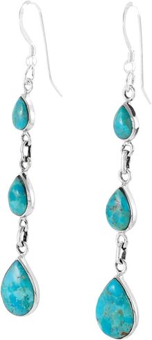 Turquoise Earrings 925 Sterling Silver 2" Long Dangles in Saudi Arabia
