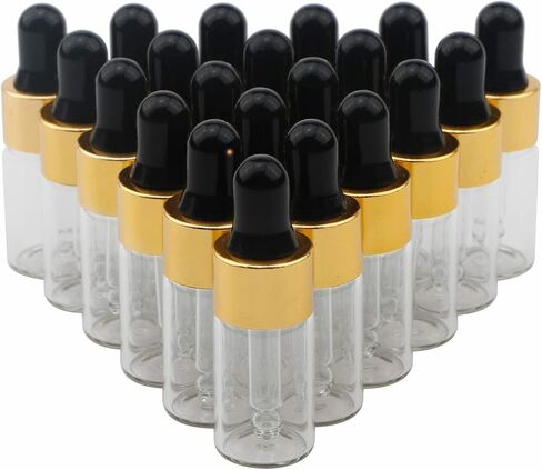Kesell 3ML Mini Clear Glass Essential Oil Dropper Bottles Multi-function Empty Eye Dropper Bottle Refillable Cosmetic Container with Aluminum Cap Reagent Drop Pipette Bottle, pack of 30 in Kuwait
