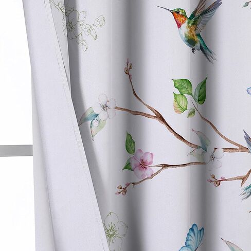 ستائر زهرية بطول 63 بوصة، ستائر تعتيم لغرفة المعيشة لتعتيم الغرفة - ستائر على شكل فرع طائر زهري تحجب الضوء لغرفة النوم والحمام، لوحتان in Kuwait