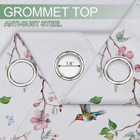 ستائر زهرية بطول 63 بوصة، ستائر تعتيم لغرفة المعيشة لتعتيم الغرفة - ستائر على شكل فرع طائر زهري تحجب الضوء لغرفة النوم والحمام، لوحتان in Kuwait