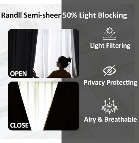 Randall Buffalo Plaid Semi Sheer Curtains for Living Room Linen-Look Geometric Light Filtering Dining Room Window Drape for Farmhouse Bedroom Study Room,Blue/White,54x84 inch Long,2 Panels in Kuwait