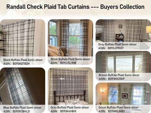Randall Buffalo Plaid Semi Sheer Curtains for Living Room Linen-Look Geometric Light Filtering Dining Room Window Drape for Farmhouse Bedroom Study Room,Blue/White,54x84 inch Long,2 Panels in Kuwait