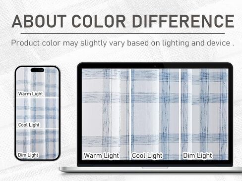 Randall Buffalo Plaid Semi Sheer Curtains for Living Room Linen-Look Geometric Light Filtering Dining Room Window Drape for Farmhouse Bedroom Study Room,Blue/White,54x84 inch Long,2 Panels in Kuwait