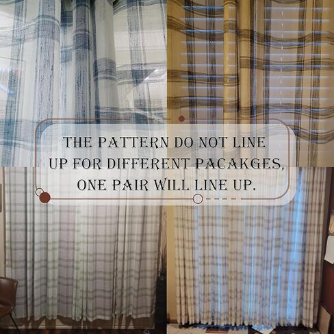 Randall Buffalo Plaid Semi Sheer Curtains for Living Room Linen-Look Geometric Light Filtering Dining Room Window Drape for Farmhouse Bedroom Study Room,Blue/White,54x84 inch Long,2 Panels in Kuwait