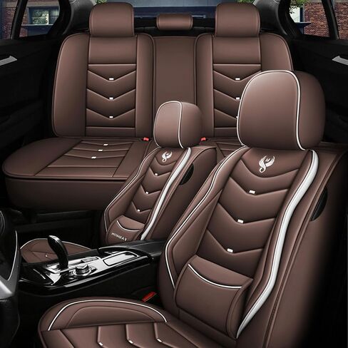 5 أغطية مقاعد لسيارة Chevy Impala 2004-2020 أغطية مقاعد سيارة جلدية مقاومة للماء وجيدة التهوية، ملحقات داخلية غطاء مقعد وسادة هوائية متوافقة (أسود وأحمر، قياسي) in Kuwait